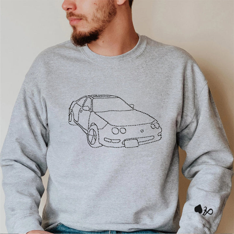 Felpa con cappuccio per auto personalizzata ricamata, felpa per auto personalizzata ricamata, regalo personalizzato per papà, maglietta per auto personalizzata, regalo di felpa personalizzata per lui