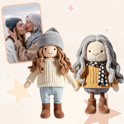 Portachiavi/cuscino di peluche 3D personalizzato con foto della sorella, regalo per sorella