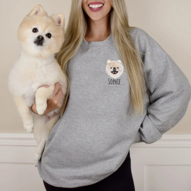 Felpa con nome e faccia di animale domestico personalizzata con regalo personalizzato