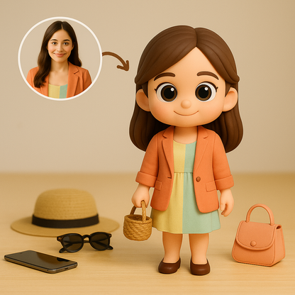 Action figure 3D personalizzata da foto, statuetta personalizzata di ragazza alla moda, mini figura 3D elegante e personalizzata, regalo