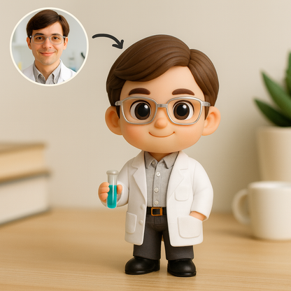 Action figure 3D personalizzata da foto, statuetta di scienziato personalizzata, mini figura 3D personalizzata, regalo per gli amanti della scienza