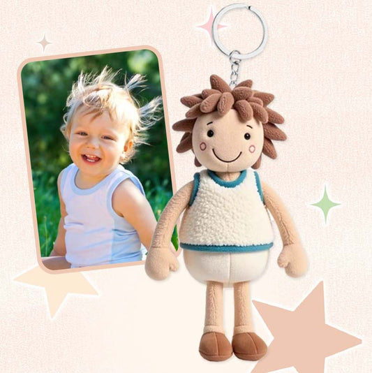Portachiavi di peluche con foto personalizzata, coppia di pupazzi di peluche, simpatico regalo per lei.
