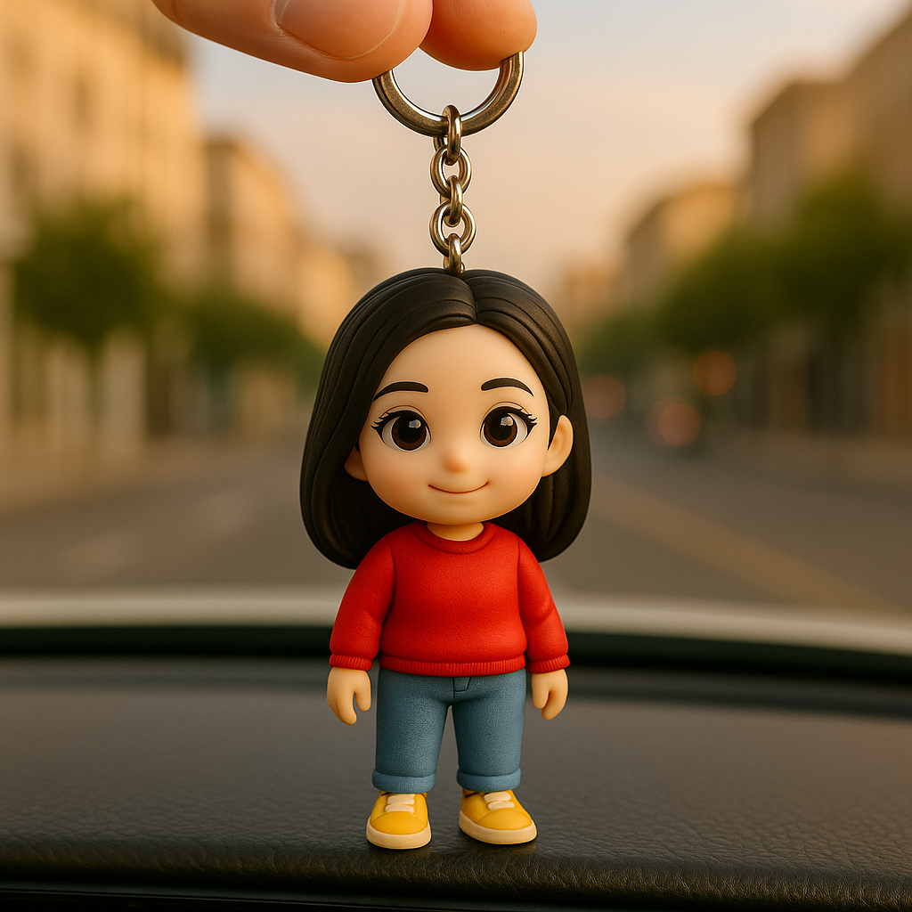 Portachiavi personalizzato con figura 3D da foto, portachiavi alla moda personalizzato da donna, regalo per lei