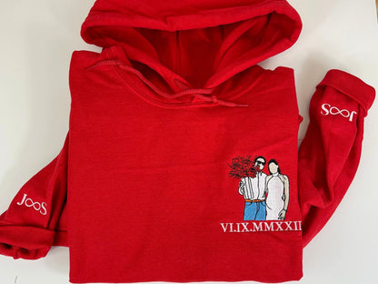 Felpa Con Cappuccio Personalizzata Con Foto Ricamata Da Portrait