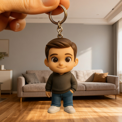 Portachiavi personalizzato con figura 3D da foto | Portachiavi personalizzato per papà | Mini figura personalizzata come regalo per papà