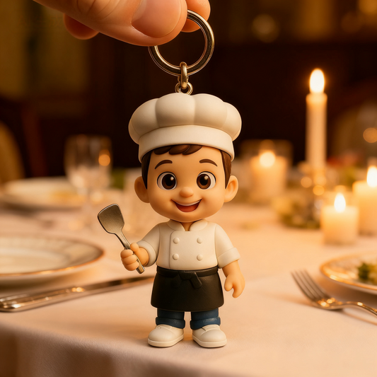 Portachiavi personalizzato con figura 3D da foto, portachiavi da chef personalizzato, regalo per gli amanti della cucina
