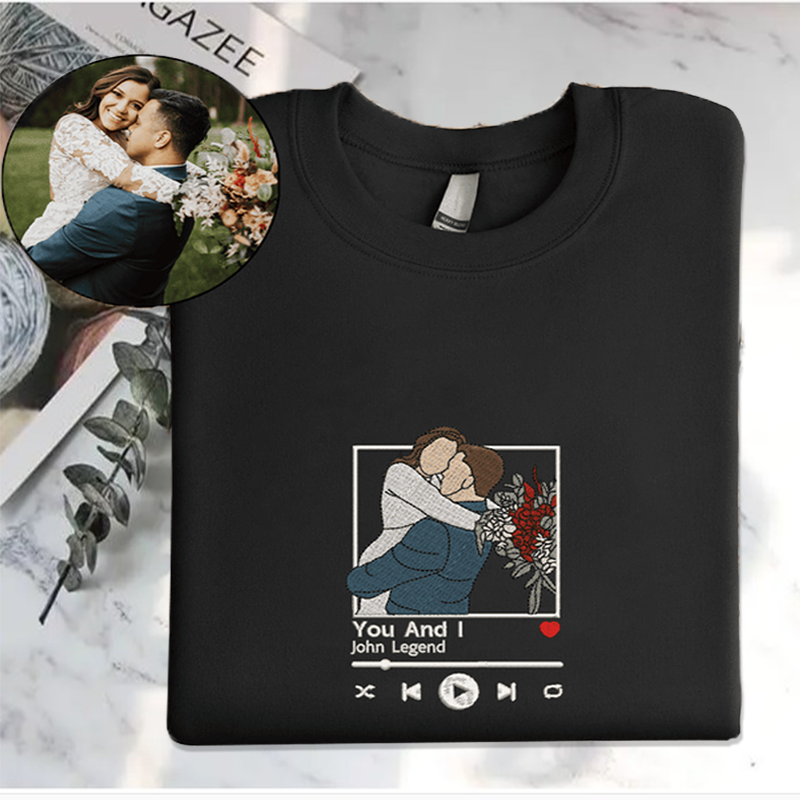 Coppia personalizzata - Disegno di famiglia su una linea, regalo personalizzato per San Valentino, regalo per anniversario di matrimonio
