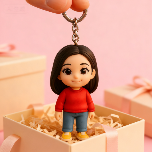Portachiavi personalizzato con figura 3D da foto, portachiavi alla moda personalizzato da donna, regalo per lei