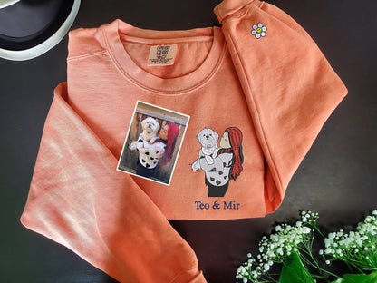 Felpa Con Cappuccio Personalizzata Con Foto Ricamata Da Portrait