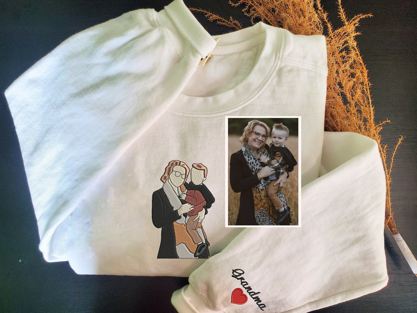 Felpa Con Cappuccio Personalizzata Con Foto Ricamata Da Portrait