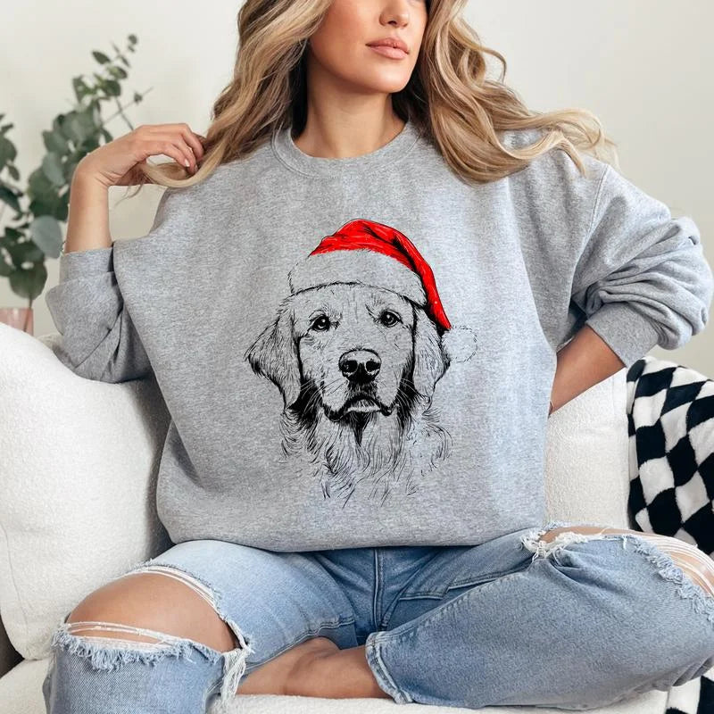 Maglione natalizio personalizzato per animali domestici - Felpa natalizia personalizzata per cani e gatti con design a cappello di Babbo Natale
