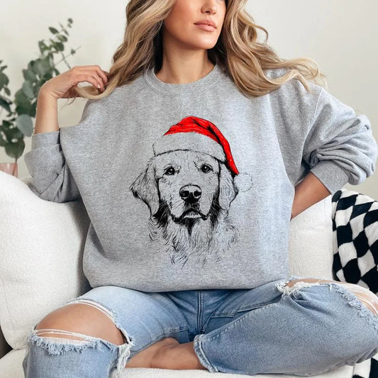 Maglione natalizio personalizzato per animali domestici - Felpa natalizia personalizzata per cani e gatti con design a cappello di Babbo Natale