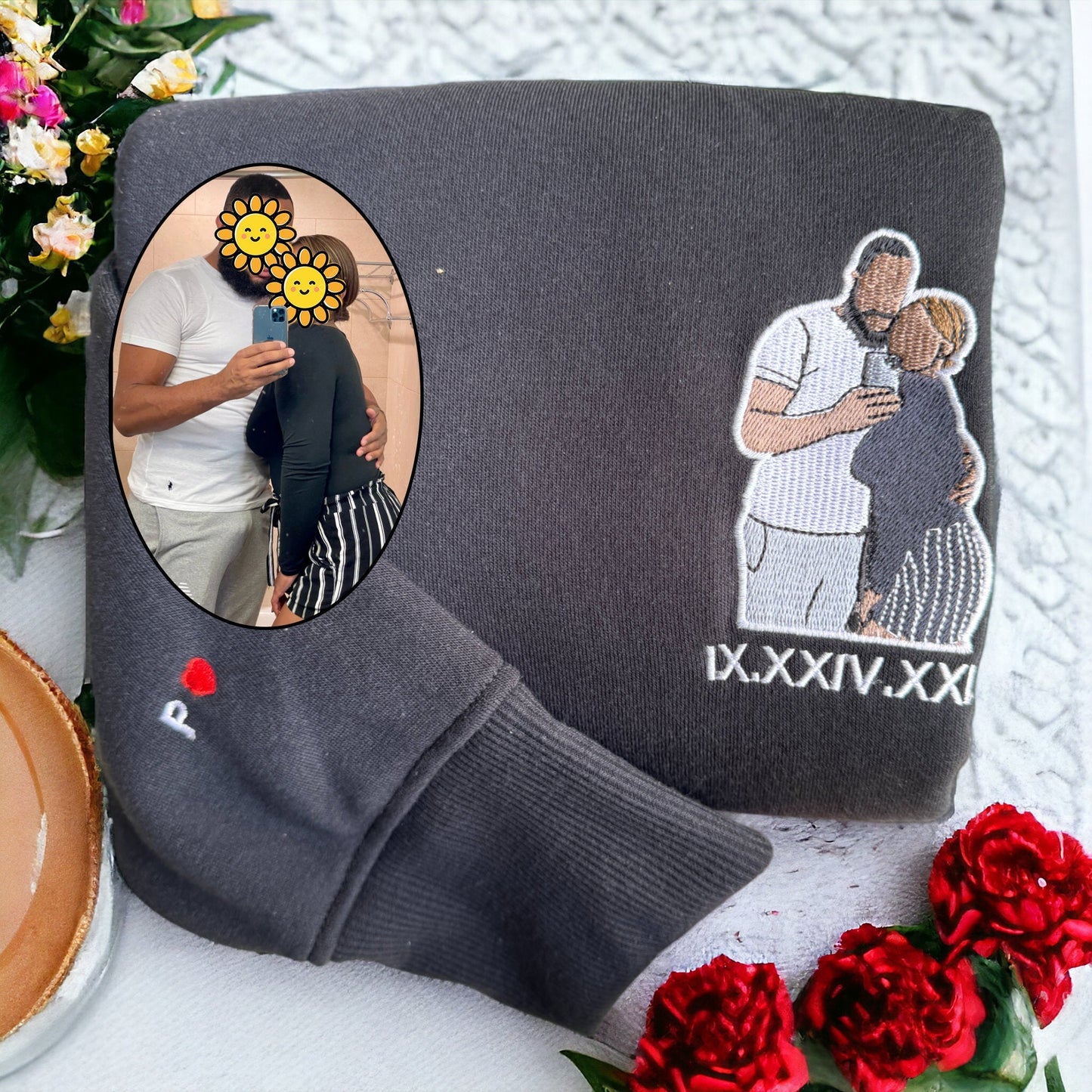 Felpa Con Cappuccio Personalizzata Con Foto Ricamata Da Portrait