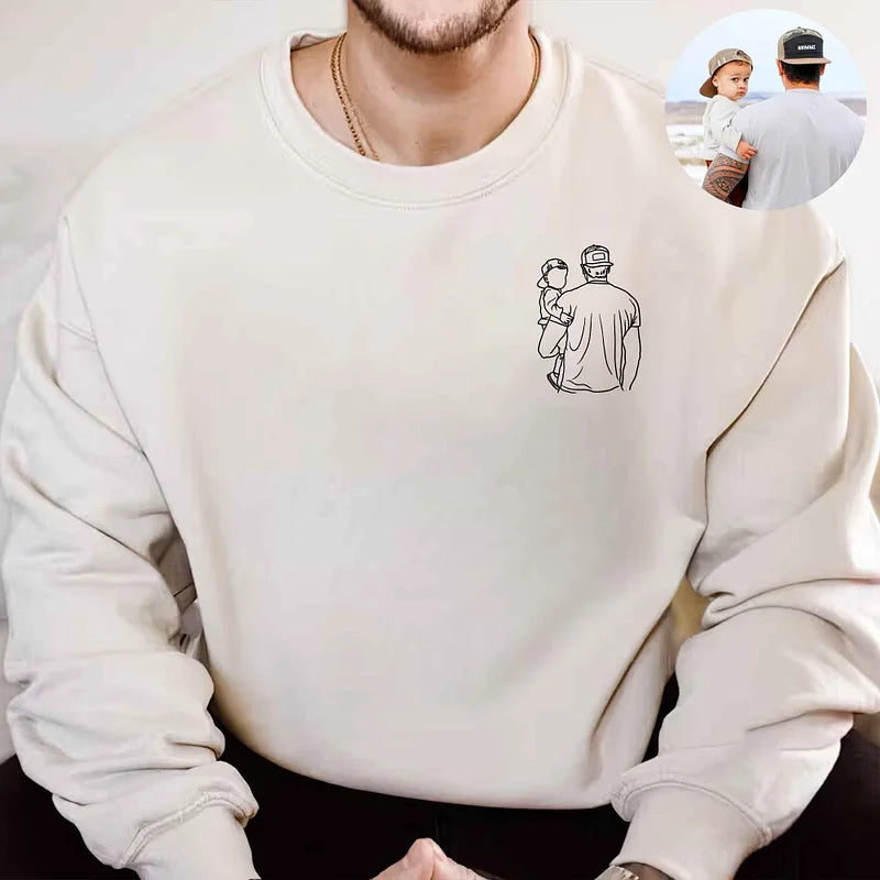 Maglietta Con Foto Personalizzata Per Papà, Ritratto Del Papà, Ritratto Di Famiglia, Felpa Per Papà