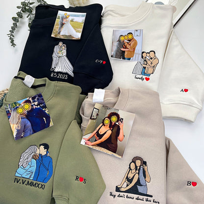 Felpa Con Cappuccio Personalizzata Con Foto Ricamata Da Portrait