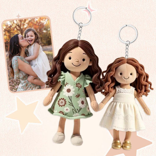 Portachiavi di peluche personalizzato con foto delle feste, regalo per la mamma