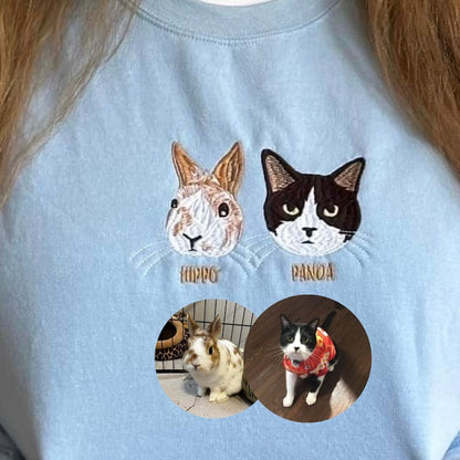 Felpa con cappuccio personalizzata con ricamo fotografico del tuo animale domestico, regalo per mamma di cani, ricamo per cani, girocollo per animali domestici
