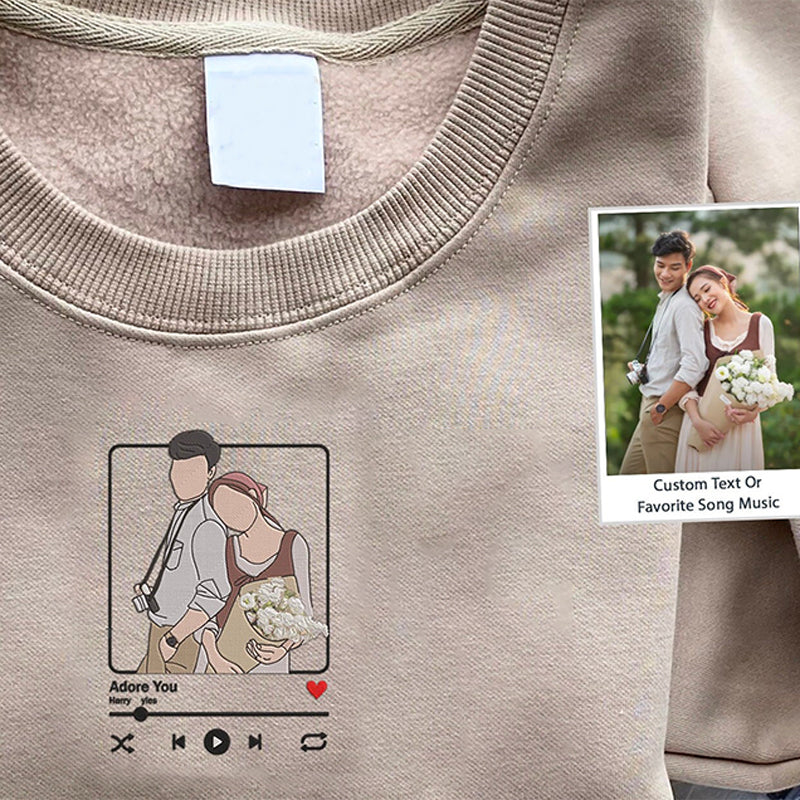 Coppia personalizzata - Disegno di famiglia su una linea, regalo personalizzato per San Valentino, regalo per anniversario di matrimonio