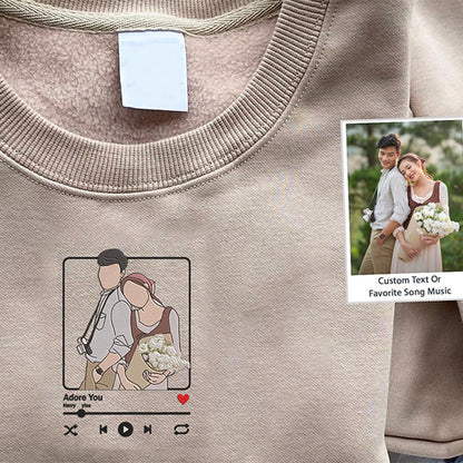 Coppia personalizzata - Disegno di famiglia su una linea, regalo personalizzato per San Valentino, regalo per anniversario di matrimonio