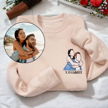 Felpa Con Cappuccio Personalizzata Con Foto Ricamata Da Portrait