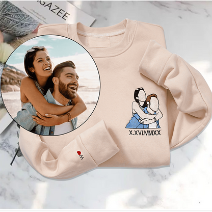 Felpa con ritratto ricamato personalizzato, felpa con cappuccio con foto personalizzata, felpa per lui