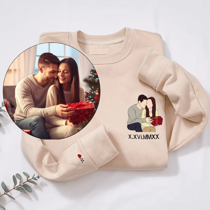 Felpa Con Cappuccio Personalizzata Con Foto Ricamata Da Portrait