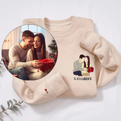 Felpa Con Cappuccio Personalizzata Con Foto Ricamata Da Portrait