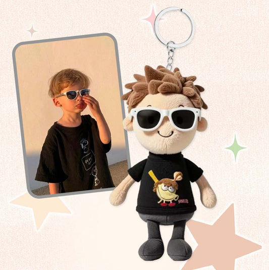 Portachiavi personalizzato con l'immagine di un bambino di peluche