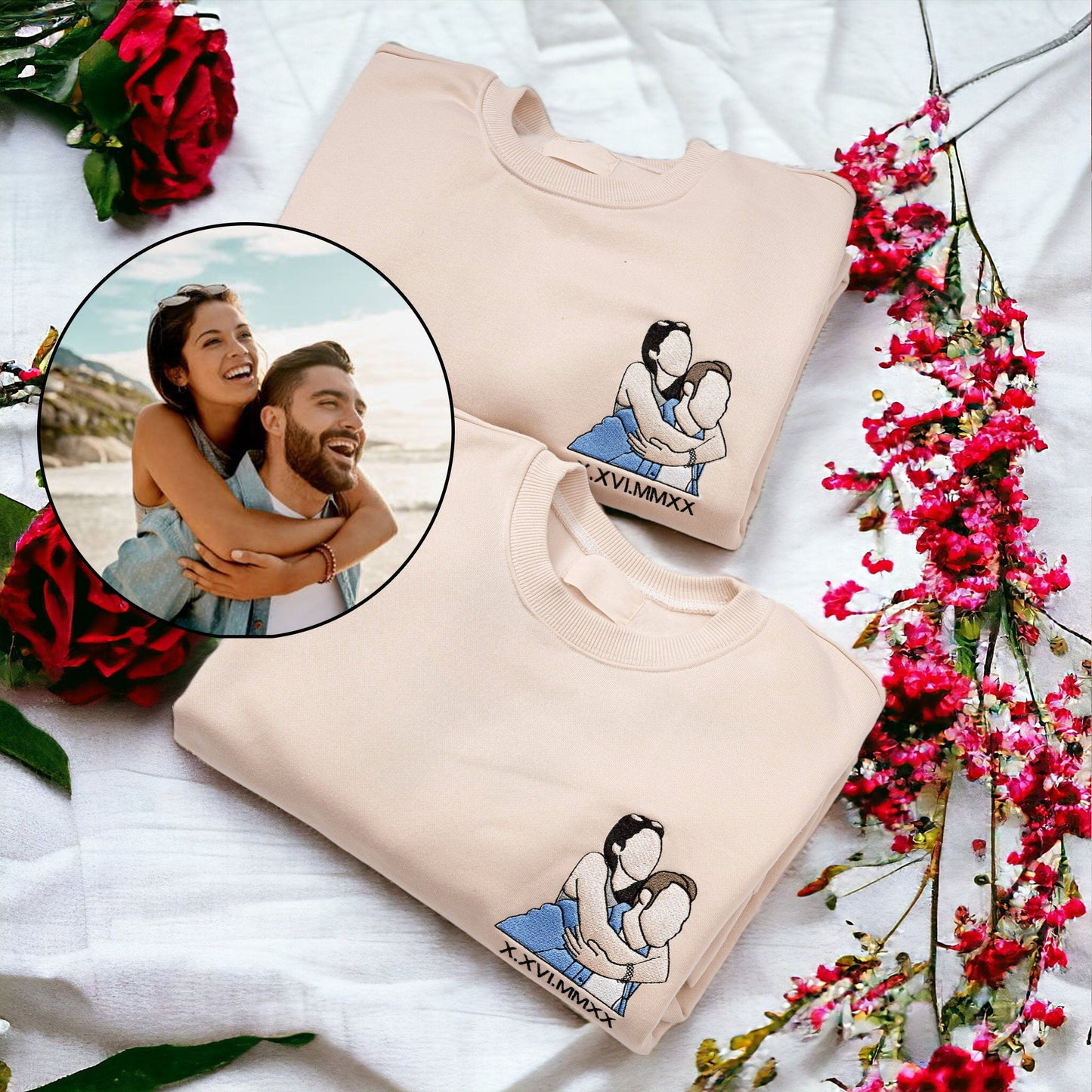 Felpa Con Cappuccio Personalizzata Con Foto Ricamata Da Portrait