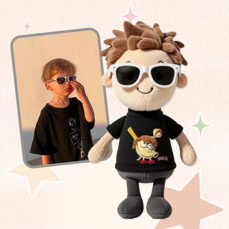 Portachiavi con bambola di peluche 3D con foto personalizzata