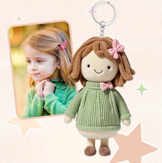 Portachiavi di peluche personalizzato con foto di bambino