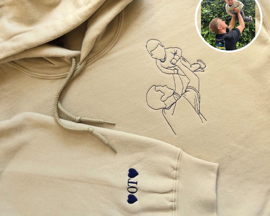 Felpa Con Foto Personalizzata Ricamata, Regali Unici Per Papà, Felpa Con Cappuccio Ricamata Per Papà