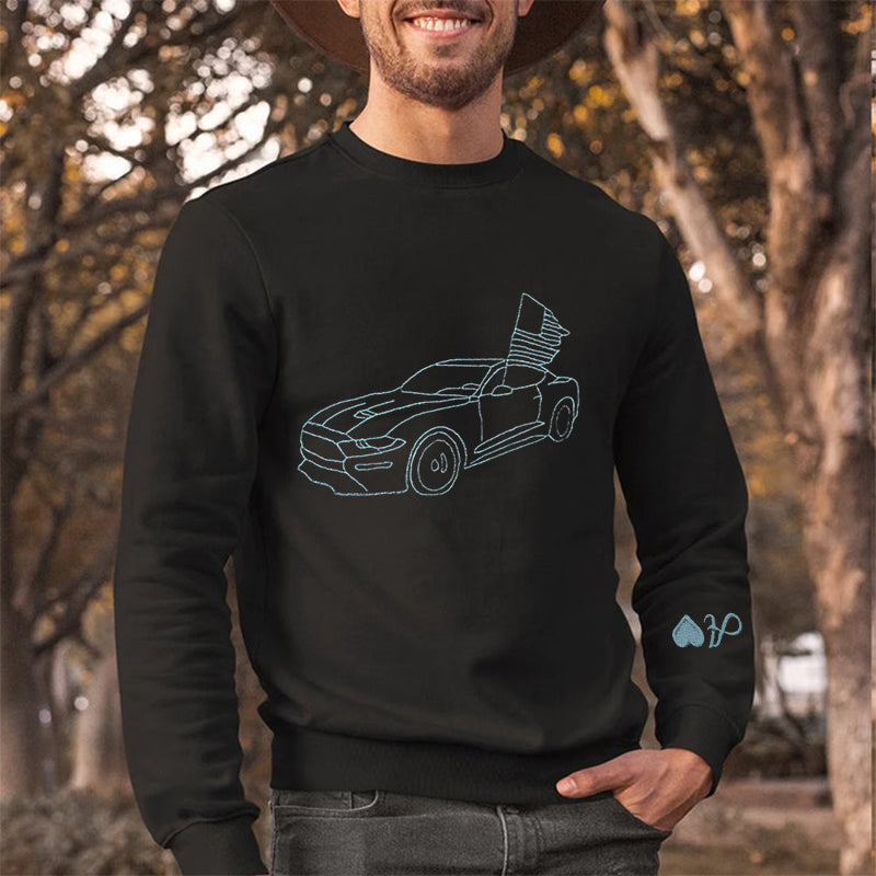 Felpa con cappuccio per auto personalizzata ricamata, felpa per auto personalizzata ricamata, regalo personalizzato per papà, maglietta per auto personalizzata, regalo di felpa personalizzata per lui