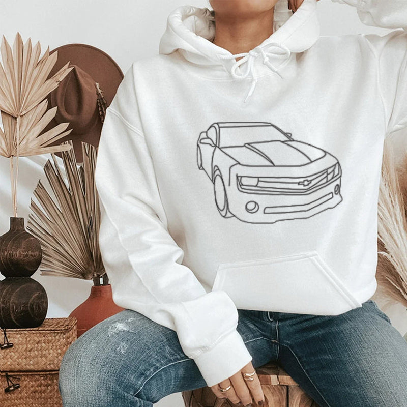 Felpa con cappuccio per auto personalizzata ricamata, felpa per auto personalizzata ricamata, regalo personalizzato per papà, maglietta per auto personalizzata, regalo di felpa personalizzata per lui
