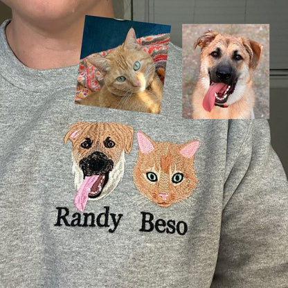 Felpa con cappuccio personalizzata con ricamo fotografico del tuo animale domestico, regalo per mamma di cani, ricamo per cani, girocollo per animali domestici