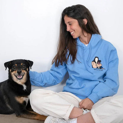 Felpa con cappuccio e maglietta con ricamo fotografico personalizzato per cane/gatto.