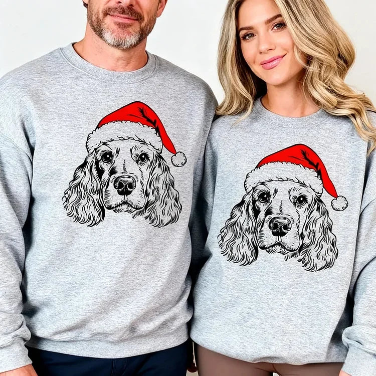Maglione natalizio personalizzato per animali domestici - Felpa natalizia personalizzata per cani e gatti con design a cappello di Babbo Natale