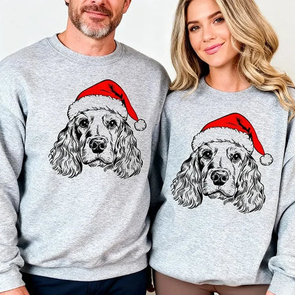 Maglione natalizio personalizzato per animali domestici - Felpa natalizia personalizzata per cani e gatti con design a cappello di Babbo Natale
