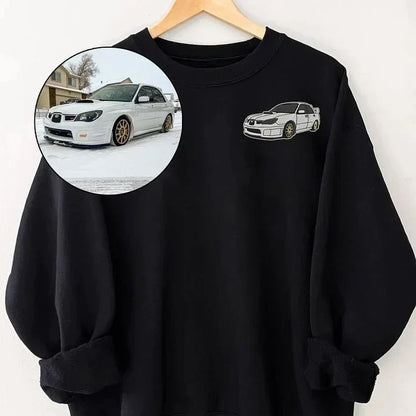 Felpa con cappuccio per auto personalizzata ricamata, foto di auto ricamata, felpa con cappuccio per auto personalizzata