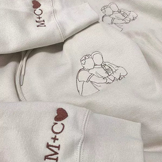 Coppia personalizzata - Disegno di famiglia su una linea, regalo personalizzato per San Valentino, regalo per anniversario di matrimonio, ritratto singolo da foto