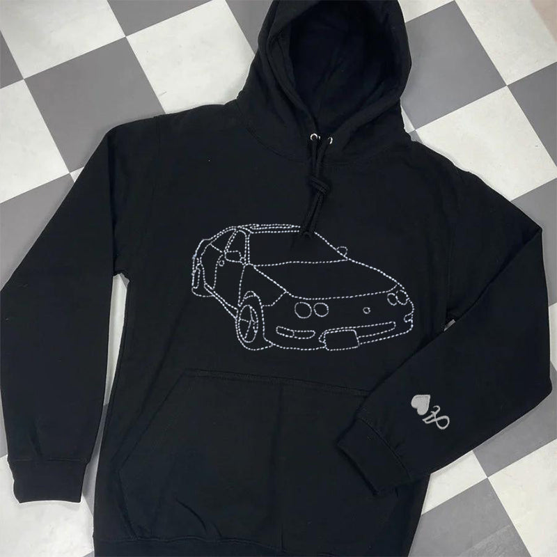 Felpa con cappuccio per auto personalizzata ricamata, felpa per auto personalizzata ricamata, regalo personalizzato per papà, maglietta per auto personalizzata, regalo di felpa personalizzata per lui