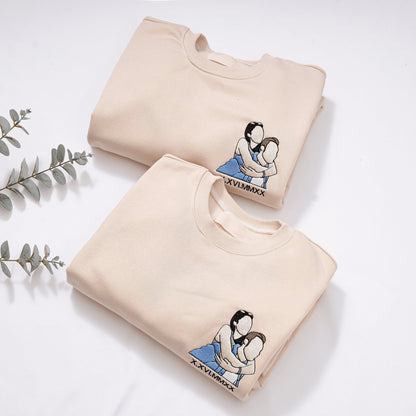 Coppia personalizzata - Disegno di famiglia su una linea, regalo personalizzato per San Valentino, regalo per anniversario di matrimonio