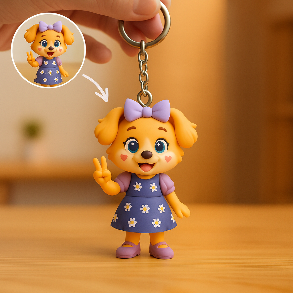 Portachiavi personalizzato con figura 3D da foto, portachiavi personalizzato per bambini, mini figura 3D personalizzata, regalo per bambini
