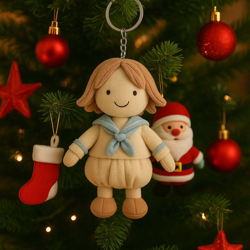 Portachiavi/cuscino di peluche 3D personalizzato con foto di bambine