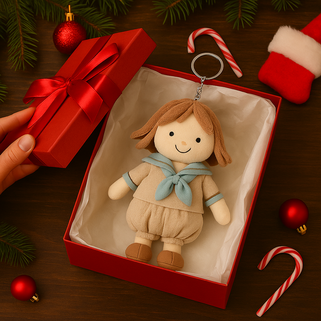 Portachiavi/cuscino di peluche 3D personalizzato con foto di bambine