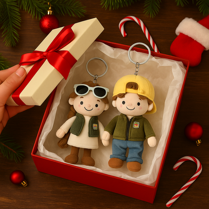 Regali di Natale Portachiavi con bambola personalizzata, ciondoli per borse, foto di coppia personalizzata, bambola di peluche 3D