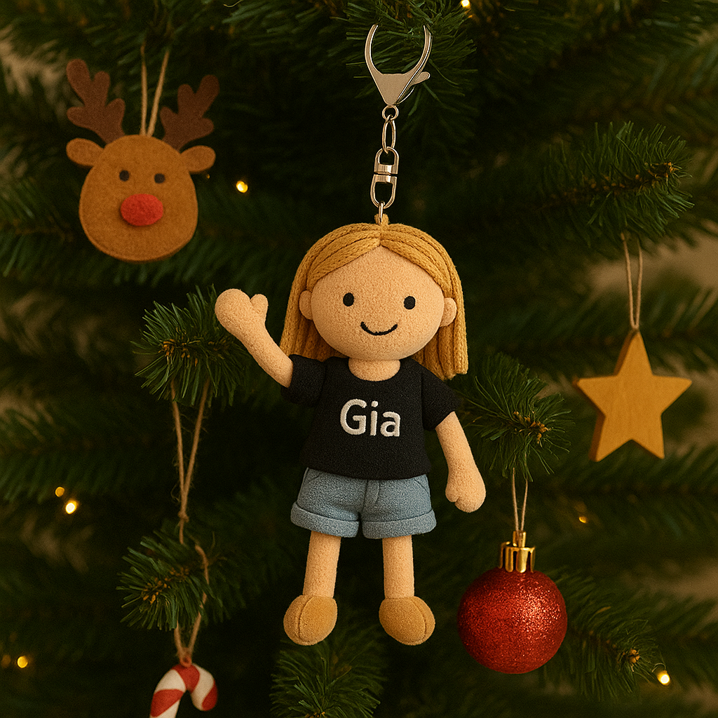 Portachiavi/cuscino di peluche 3D personalizzato con foto della sorella, regalo per sorella