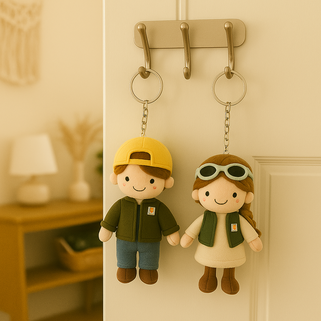 Regali di Natale Portachiavi con bambola personalizzata, ciondoli per borse, foto di coppia personalizzata, bambola di peluche 3D