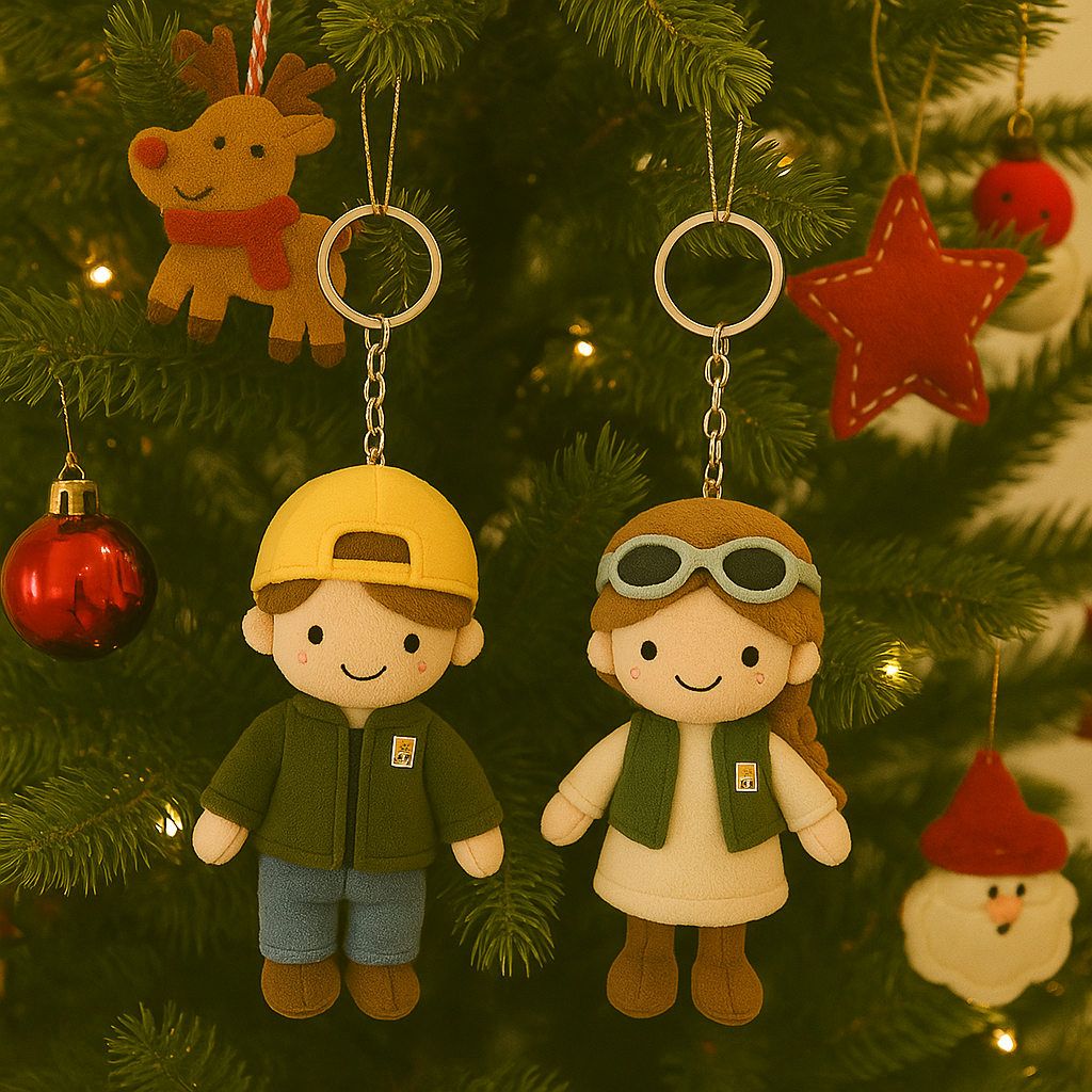 Regali di Natale Portachiavi con bambola personalizzata, ciondoli per borse, foto di coppia personalizzata, bambola di peluche 3D