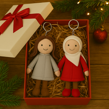 Portachiavi/cuscino di peluche 3D personalizzato con foto della sorella